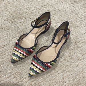 J. crew basket-weaved multi-colored flats